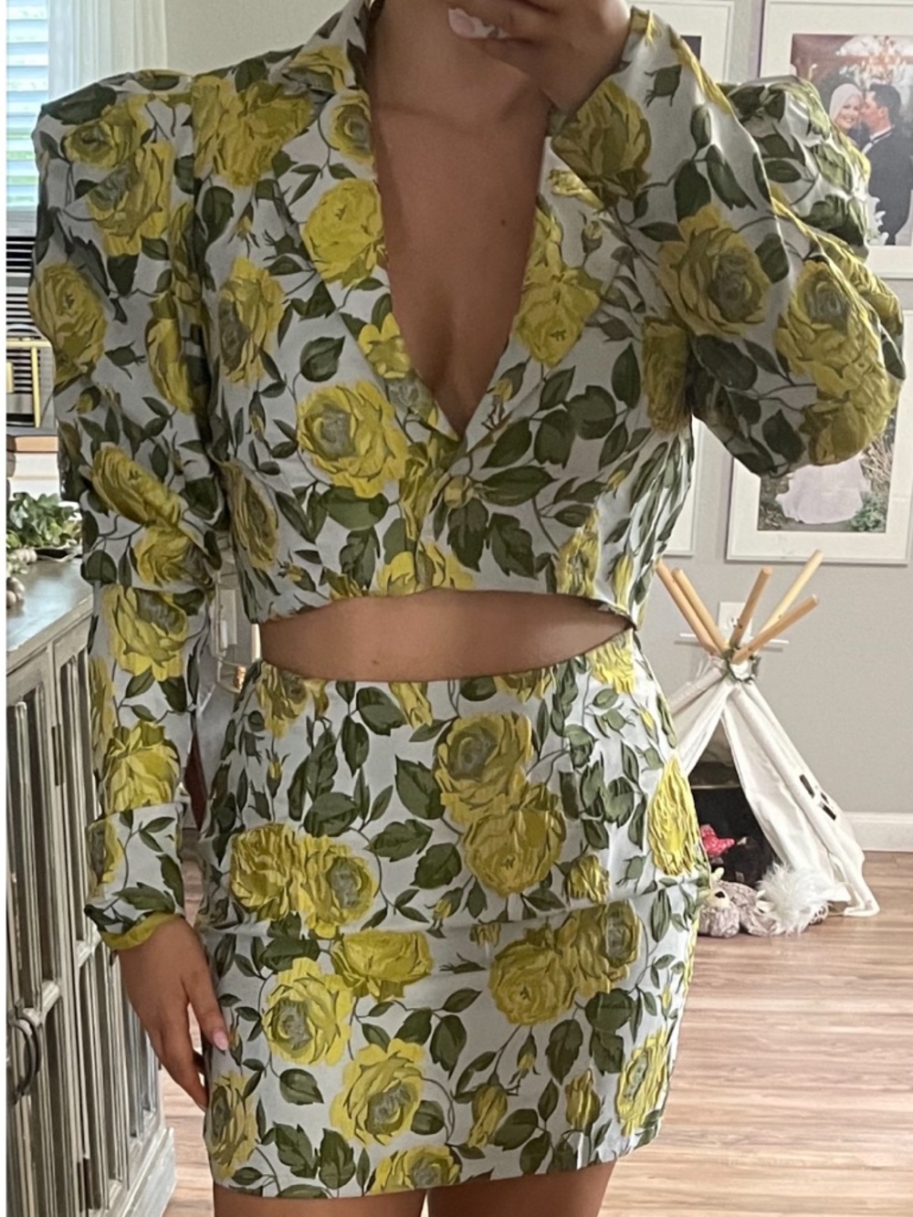 Jacquard Floral Two-Piece Skirt Set